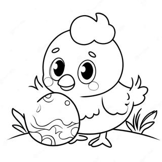 Cute Easter Chick with Egg Coloring Page | Easter Chick coloring page