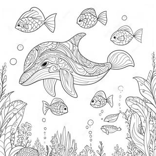 Majestic Whale Swimming Coloring Page | Whale for Adults coloring page