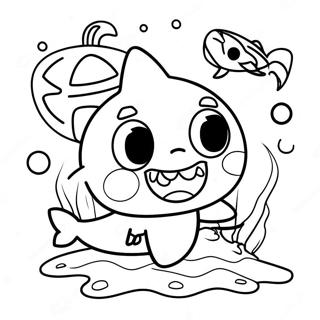 Page à colorier de Baby Shark Halloween | Page de coloriage Chansons Super Simples Bébé Requin Halloween