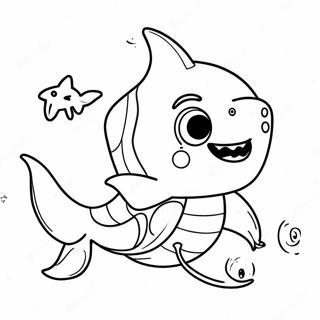 Page à colorier de Baby Shark mignon en costume | Page de coloriage Chansons Super Simples Bébé Requin Halloween