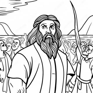 Moses Parting the Red Sea Coloring Page | Moses and Pharaoh coloring page