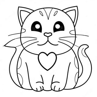 Valentines Cat Coloring Page | Valentines Cat coloring page