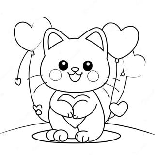 Valentines Cat Coloring Pages