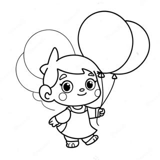 Kiki with Colorful Balloons Coloring Page | Kiki coloring page