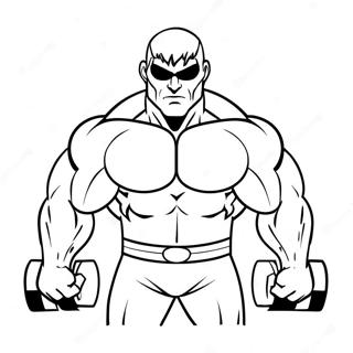 Powerful Superhero Lifting Weights Coloring Page | Strength coloring page