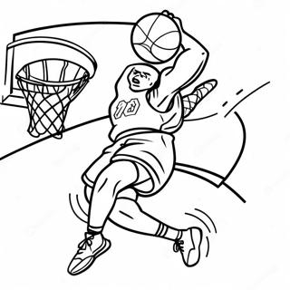 Exciting Slam Dunk Action Coloring Page | Slam Dunk coloring page