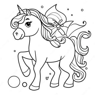 Elegant Princess with a Sparkling Horse Coloring Page | Princess Horse coloring page