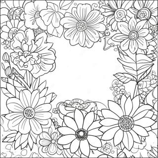 Simple Flower Border Coloring Page | Simple Flower Border coloring page