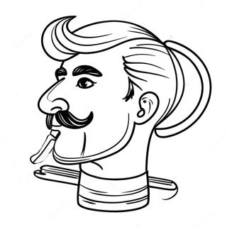 Funny Barber with Scissors Coloring Page | Barber coloring page