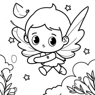 Boy Fairy Flying with Sparkling Wings Coloring Page | Boy Fairy coloring page