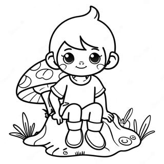 Cute Boy Fairy Sitting on a Mushroom Coloring Page | Boy Fairy coloring page