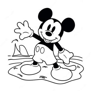 Mickey Mouse Beach Fun Coloring Page | Disney Summer coloring page