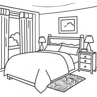 Cozy Dream Bedroom Coloring Page | Dream Bedroom coloring page