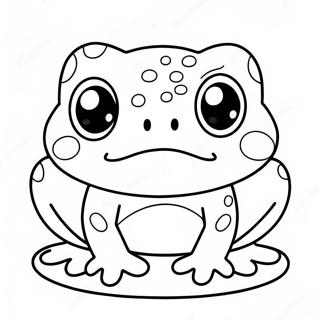 Happy Kawaii Frog with Big Eyes Coloring Page | Kawaii Frog coloring page