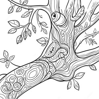 Detailed Tree Branch Coloring Page | Tree Branch coloring page