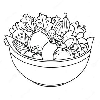Colorful Salad Bowl Coloring Page | Salad coloring page