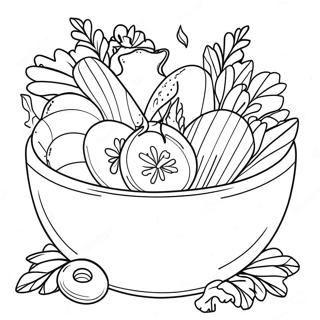 Fresh Garden Salad Coloring Page | Salad coloring page
