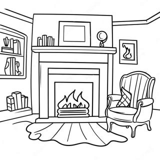 Cozy Fireplace Coloring Page | Fireplace coloring page
