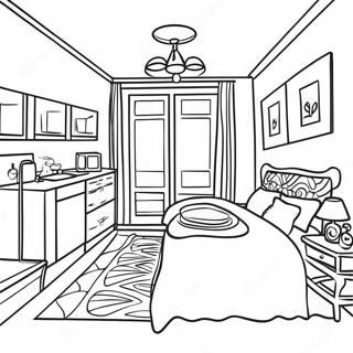 Apartment Interior Coloring Page | Apartment coloring page