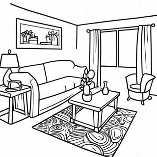 Cozy Apartment Living Room Coloring Page | Apartment coloring page