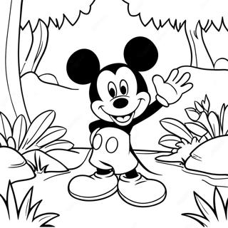 Mickey Mouse in a Jungle Setting Coloring Page | Mickey Mouse Safari coloring page