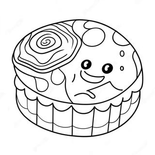 Cute Mooncake with Smiling Face Coloring Page | Mooncake coloring page