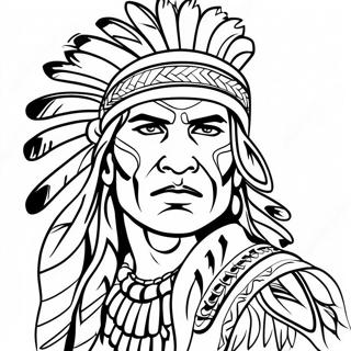 Traditional Native American Warrior Coloring Page | Native American for Adults coloring page
