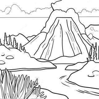 Yellowstone Nationalpark malerische Landschaft Ausmalbild | Yellowstone-Nationalpark Ausmalbild