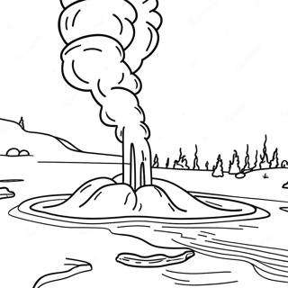 Yellowstone Nationalpark Geysire und heiße Quellen Ausmalbild | Yellowstone-Nationalpark Ausmalbild