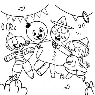 Halloween Dance Party Coloring Page | Halloween Dance coloring page