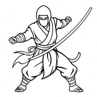Epic Ninja Warrior with Sword Coloring Page | Ninja Sword coloring page
