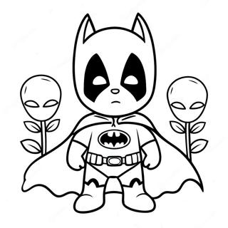 Adorable Baby Batman with Cape Coloring Page | Baby Batman coloring page