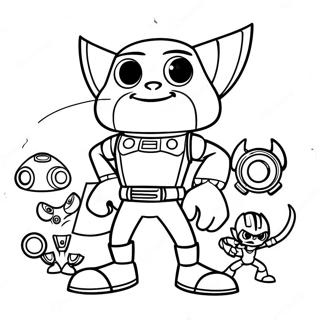 Ratchet and Clank Adventure Scene Coloring Page | Ratchet and Clank coloring page