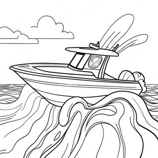 Fast Bass Boat on the Water Coloring Page | Bass Boat coloring page
