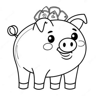 Happy Piggy Bank Coloring Page | Piggy Bank coloring page
