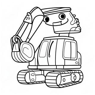 Cute Excavator with a Big Smile Coloring Page | Excavator coloring page