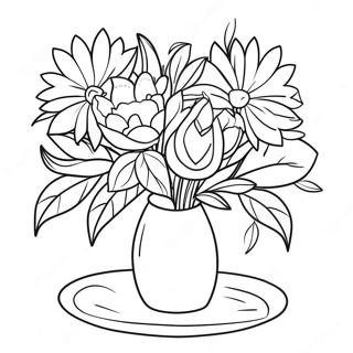 Elegant Still Life with Flowers Coloring Page | Still Life coloring page
