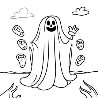 Spooky Ghost Math Problems Coloring Page | Halloween Math coloring page