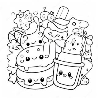 Kawaii Food Characters Coloring Page | Food Kawaii coloring page