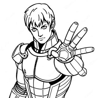 Genos in Battle Pose Coloring Page | Genos coloring page