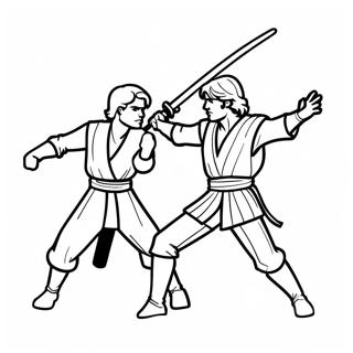 Anakin vs Obi Wan Epic Duel Coloring Page | Anakin vs Obi Wan coloring page