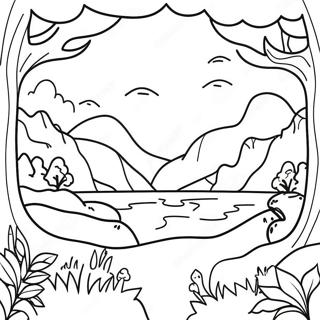 Thick Border Nature Scene Coloring Page | Thick Border coloring page