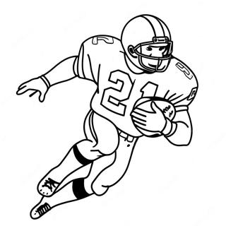 Barry Sanders Running with Football Coloring Page | Barry Sanders coloring page