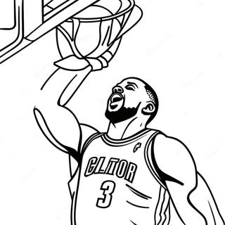 Dwyane Wade Dunking Basketball Coloring Page | Dwyane Wade coloring page