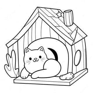 Cozy Cat House Coloring Page | Cat House coloring page