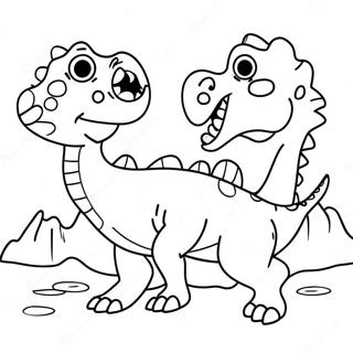 Colorful Hybrid Dinosaur Battle Coloring Page | Hybrid Dinosaur coloring page