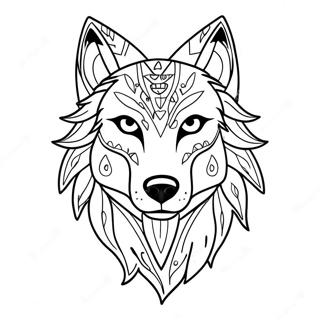 Spirit Wolf with Glowing Eyes Coloring Page | Spirit Wolf: Mythical Magic Winged Wolf coloring page