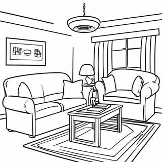 Cozy Living Room Furniture Coloring Page | Furniture coloring page
