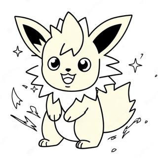 Cute Jolteon with Sparkling Electricity Coloring Page | Jolteon coloring page