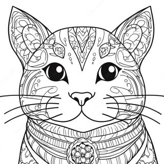 Realistic Cat Portrait Coloring Page | Realistic Cat coloring page